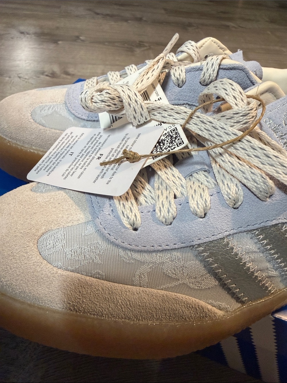 adidas Sambae x Liberty London Light Gray Suede and Cream Lace Sneakers - Picture 1 of 5